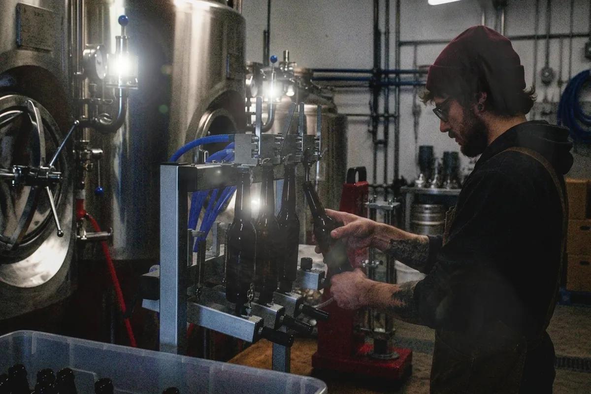 The manual bottling line we ran before the Meheen