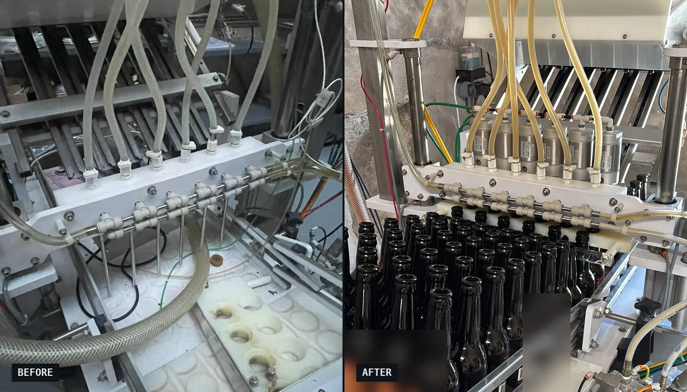 Before and after on the same Meheen machine, same angle