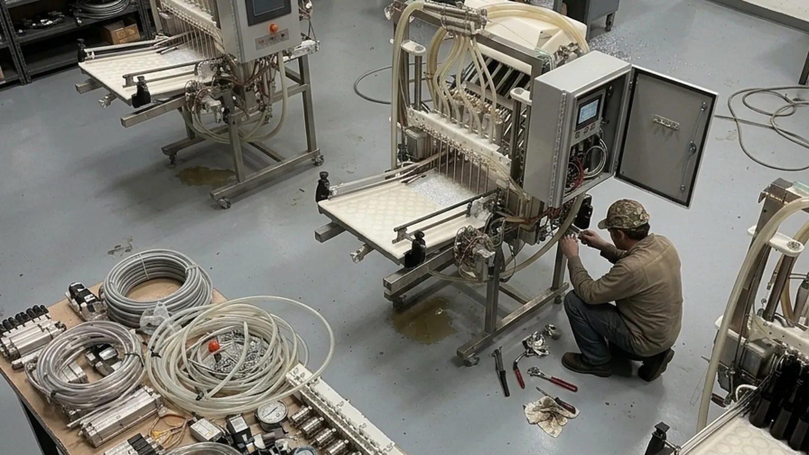 The workshop in Belgium, wide enough to read as a real place